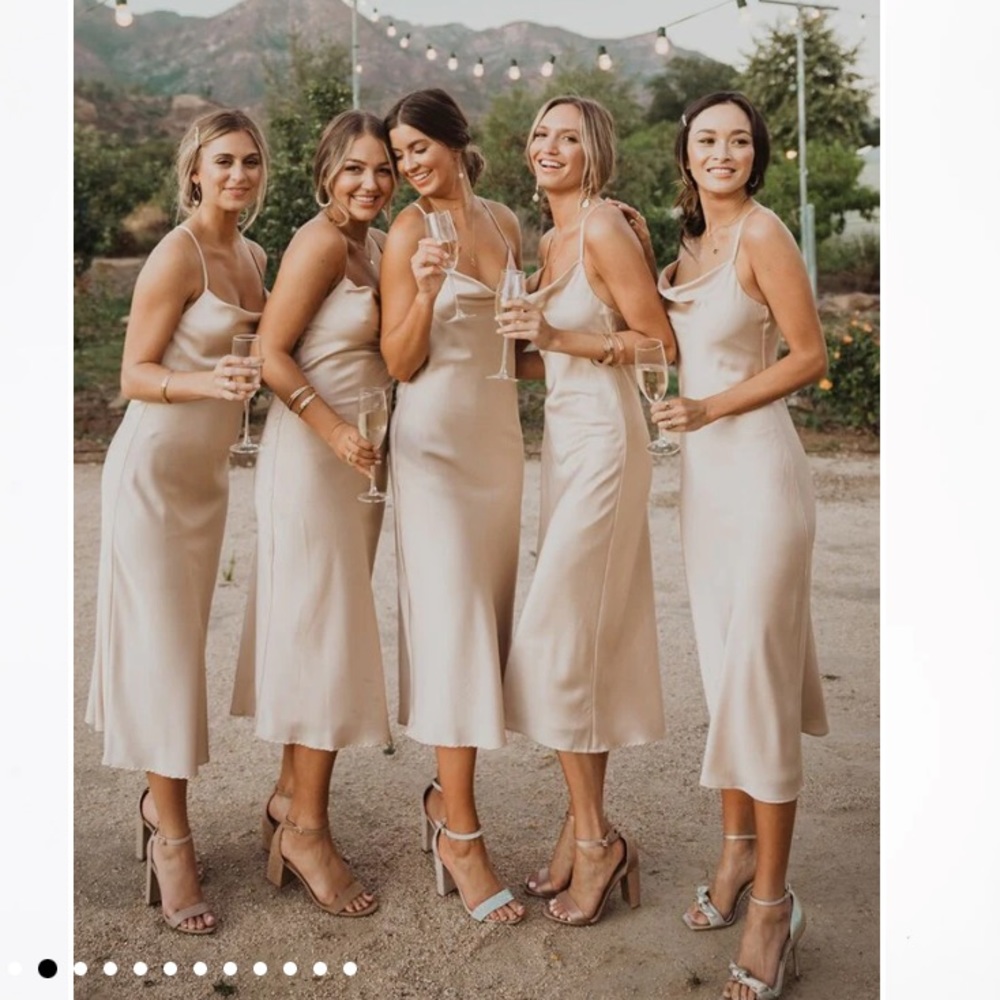 Show Me Your Mumu Verona Cowl Dress Champagne Luxe Satin